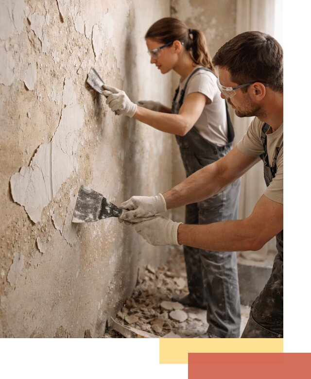Снятие старой шпаклевки и подготовка поверхностей в Беслане