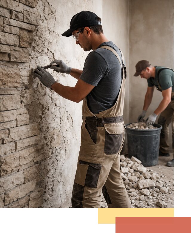 Демонтаж декоративного камня в Беслане профессионально и безопасно