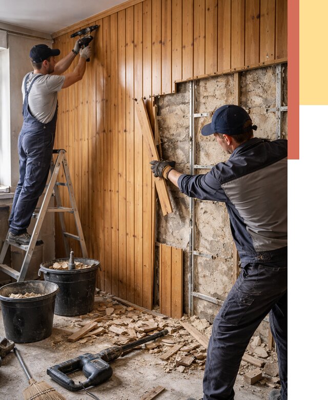 Демонтаж вагонки со стен в Беслане от 1468 руб. — снятие, удаление, срочно | ОТДЕЛОЧНИК-Бсл