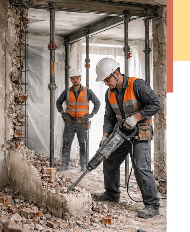 Снос несущих стен в Беслане от 10379 руб. — демонтаж несущей стены под ключ | ОТДЕЛОЧНИК-Бсл