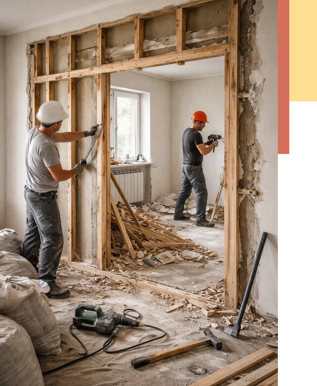 Демонтаж деревянных перегородок в Беслане от 3240 руб. — быстро и недорого | ОТДЕЛОЧНИК-Бсл