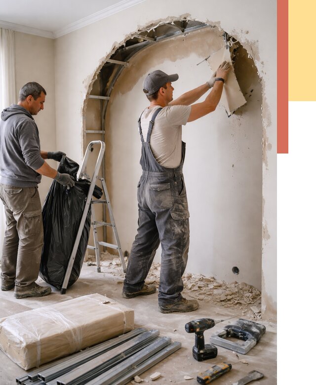 Демонтаж арки из гипсокартона в Беслане от 3544 руб. — услуги под ключ | ОТДЕЛОЧНИК-Бсл