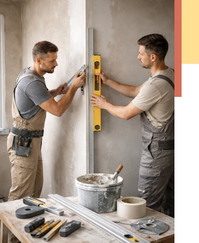 Выведение углов стен в Беслане от 1873 руб. быстро и недорого | ОТДЕЛОЧНИК-Бсл