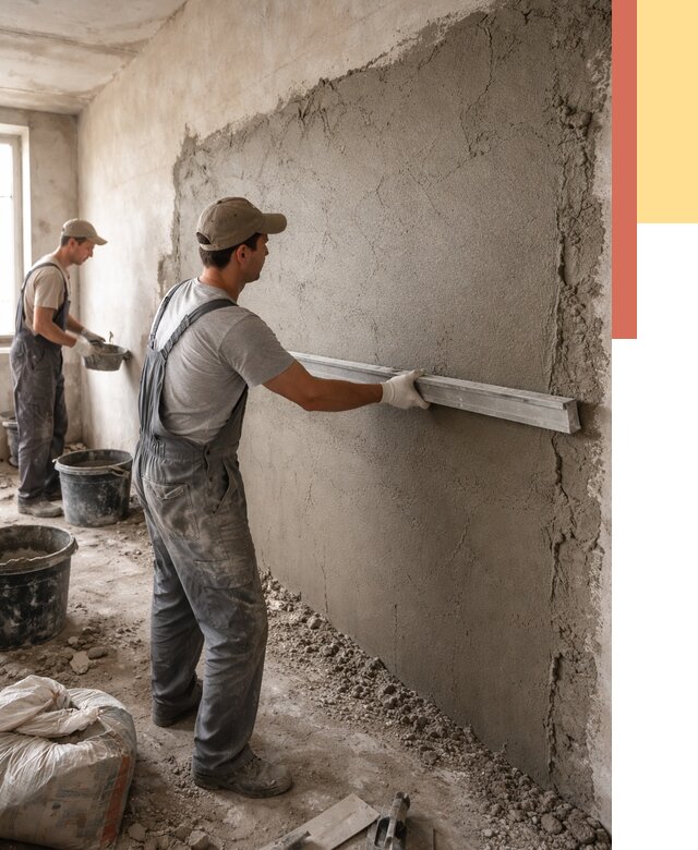 Цементная штукатурка стен в Беслане от 4557 руб/м2 — быстро и недорого | ОТДЕЛОЧНИК-Бсл