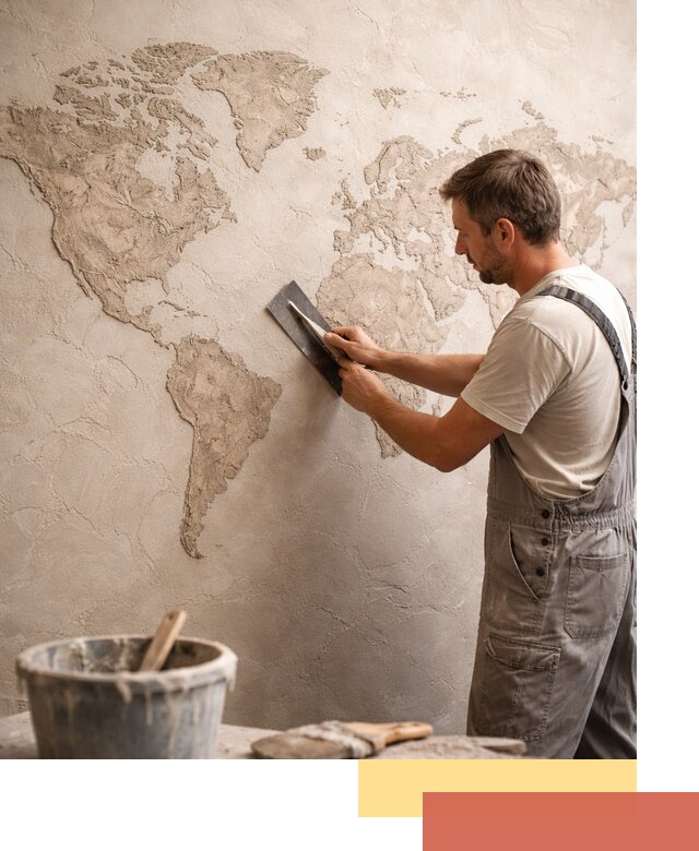 Декоративная штукатурка «Карта мира» под ключ в Беслане