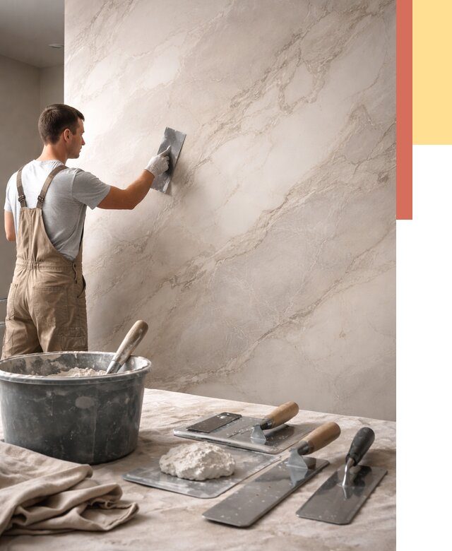 Декоративная штукатурка под мрамор в Беслане от 2835 руб./м² — быстро и недорого | ОТДЕЛОЧНИК-Бсл