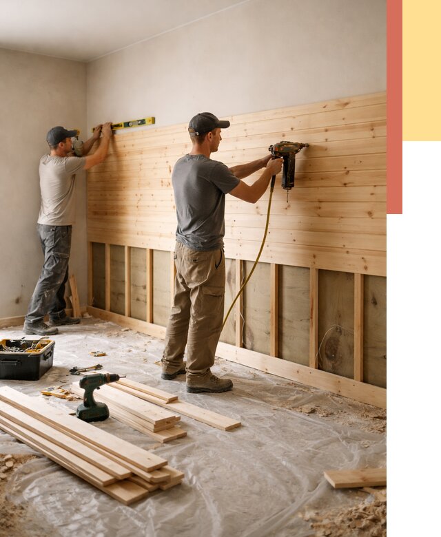 Монтаж деревянной вагонки на стены в Беслане от 7595 руб. | Услуги монтажа вагонки | ОТДЕЛОЧНИК-Бсл