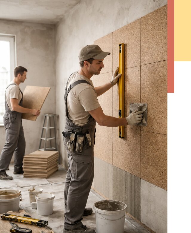 Монтаж пробковых панелей на стены в Беслане от 3544 руб. — ОТДЕЛОЧНИК-Бсл