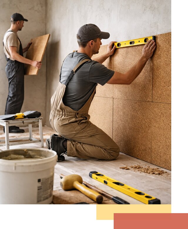 Монтаж пробковых панелей на стены в Беслане быстро и качественно