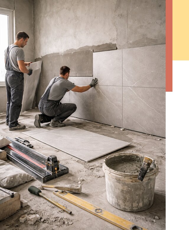 Облицовка стен керамогранитом в Беслане от 4253 руб./м² — услуги под ключ | ОТДЕЛОЧНИК-Бсл