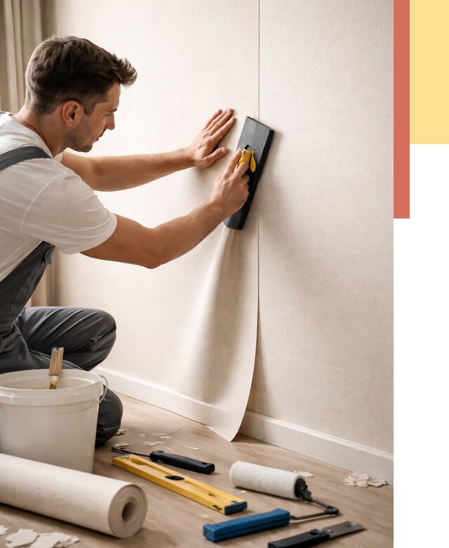 Поклейка виниловых обоев в Беслане от 4557 руб. | Быстро и недорого — ОТДЕЛОЧНИК-Бсл