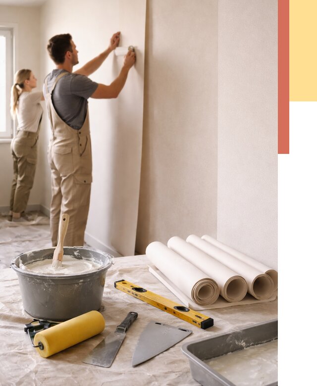 Поклейка бумажных обоев в Беслане от 5569 руб./м2 — быстро и недорого | ОТДЕЛОЧНИК-Бсл