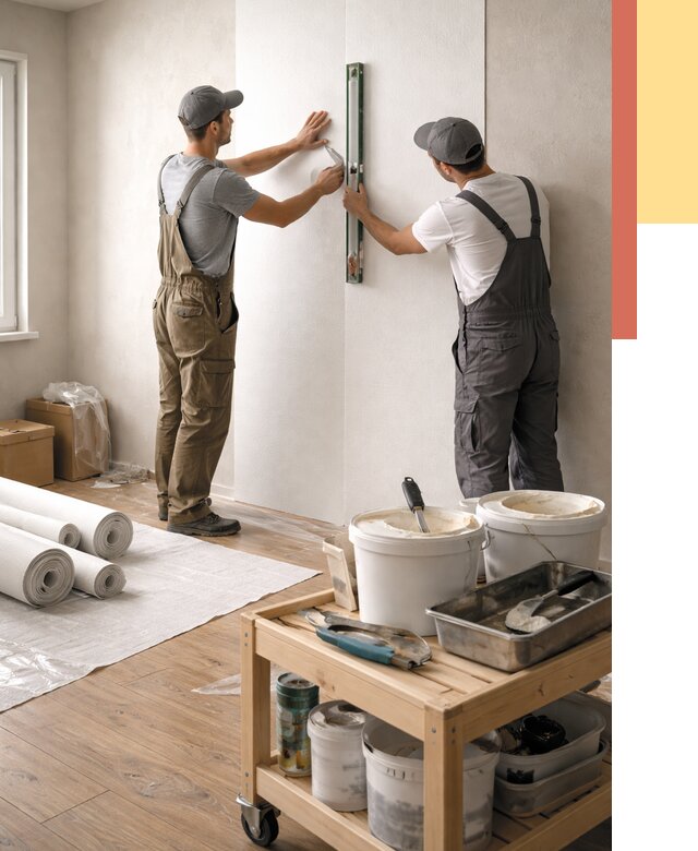 Поклейка стеклообоев в Беслане от 6582 руб. за м2 — быстро и недорого | ОТДЕЛОЧНИК-Бсл