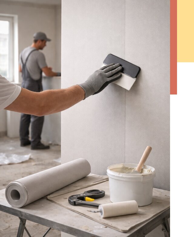 Поклейка обоев под покраску в Беслане от 3544 руб. за м2 | ОТДЕЛОЧНИК-Бсл