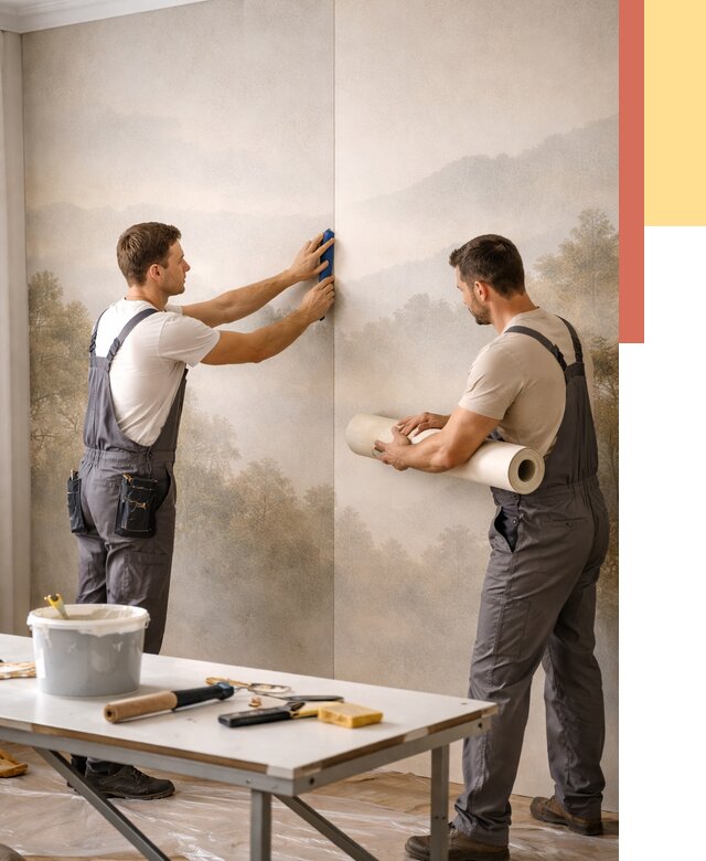 Поклейка фотообоев в Беслане от 8607 руб/м² — быстро и недорого | ОТДЕЛОЧНИК-Бсл