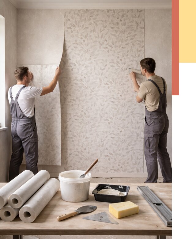 Поклейка обоев с подбором рисунка в Беслане от 3544 руб. | ОТДЕЛОЧНИК-Бсл - быстро и недорого