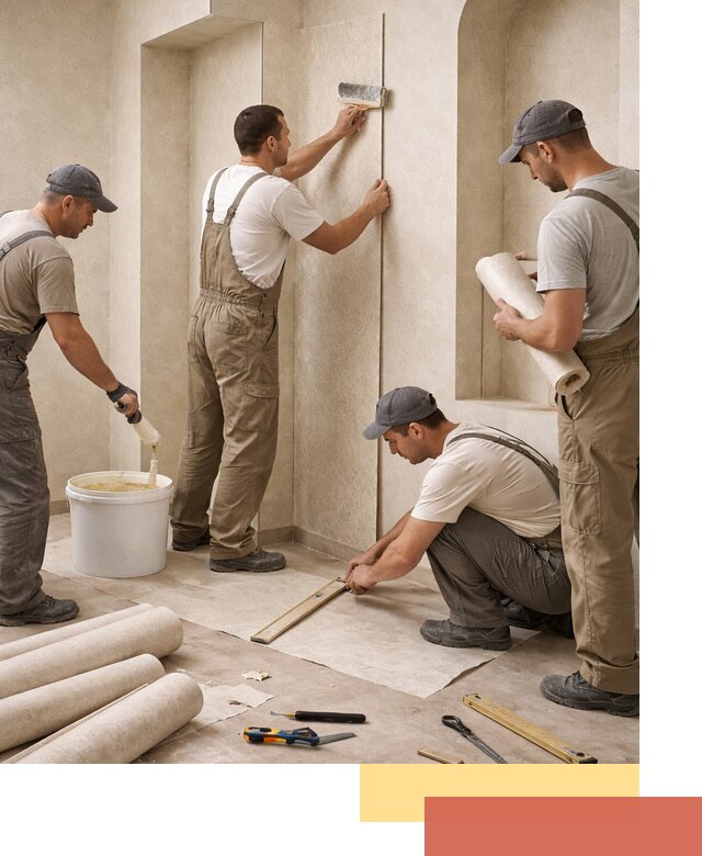 Поклейка обоев на сложные стены и неровные поверхности в Беслане