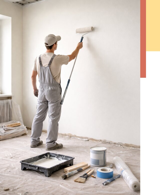 Покраска стен водоэмульсионной краской в Беслане от 456 руб. за м² | ОТДЕЛОЧНИК-Бсл