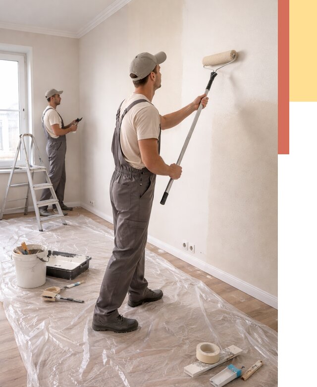 Покраска стен акриловой краской в Беслане от 3544 руб./м² — быстро и недорого | ОТДЕЛОЧНИК-Бсл