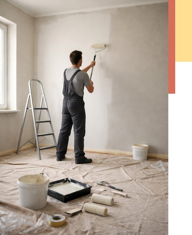 Покраска стен моющейся краской в Беслане от 354 руб./м² — быстро и недорого | ОТДЕЛОЧНИК-Бсл