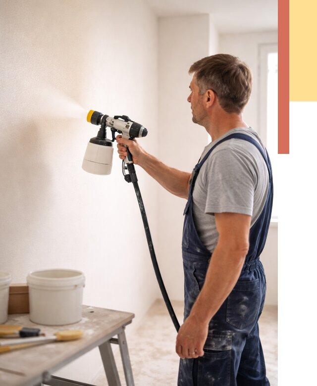 Покраска стен краскопультом в Беслане от 7595 руб. — механизированная покраска | ОТДЕЛОЧНИК-Бсл