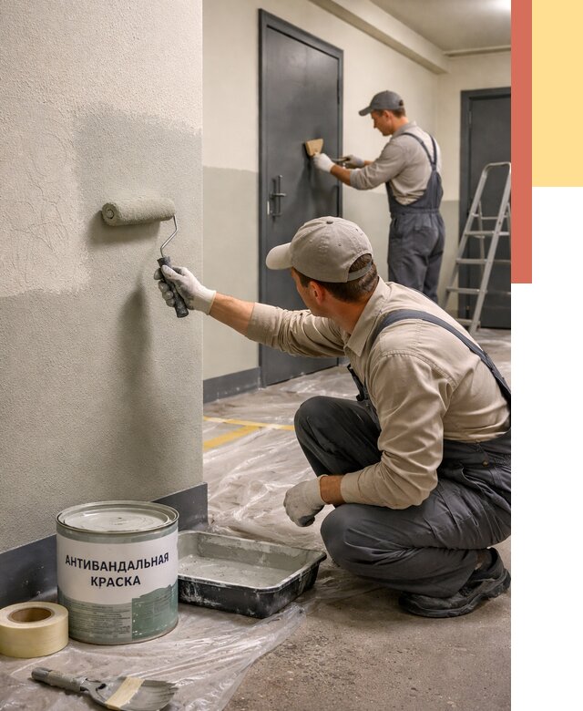 Покраска стен антивандальной краской в Беслане от 4557 руб./м² под ключ | ОТДЕЛОЧНИК-Бсл