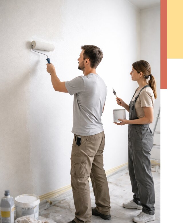 Окраска стен по стеклохолсту в Беслане от 4557 руб/м² под ключ | ОТДЕЛОЧНИК-Бсл