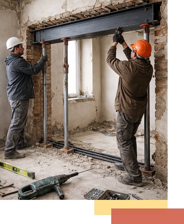 Усиление проема в стене в Беслане для расширения и безопасности