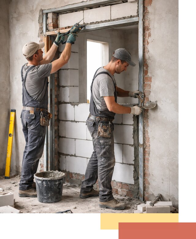 Закладка дверного проема под ключ в Беслане: демонтаж, монтаж, отделка