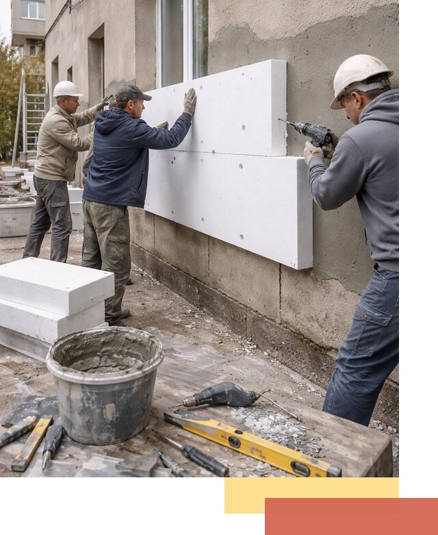 Утепление наружных стен пенопластом в Беслане