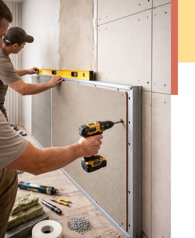 Шумоизоляция стен панелями ЗИПС в Беслане от 2228 руб./м² под ключ | ОТДЕЛОЧНИК-Бсл