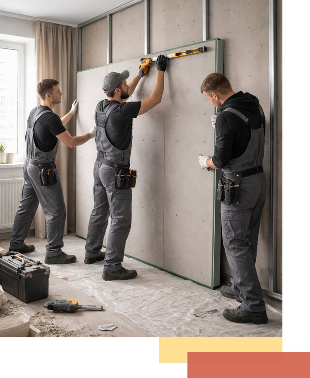 Шумоизоляция стен панелями ЗИПС в Беслане для жилых и коммерческих помещений