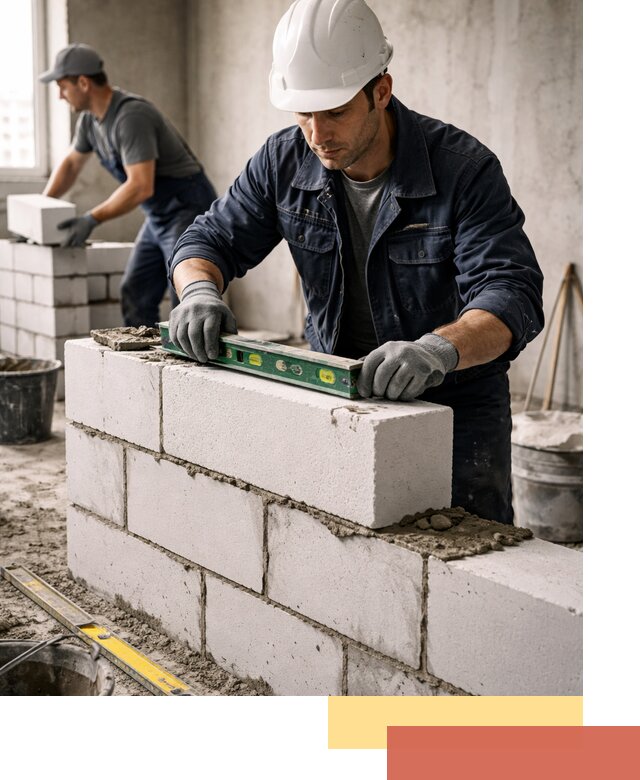 Кладка перегородок из пеноблока под ключ в Беслане