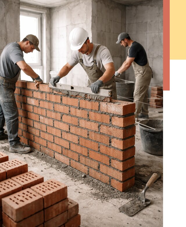 Кладка перегородок из кирпича в Беслане от 3544 руб. за м² | ОТДЕЛОЧНИК-Бсл