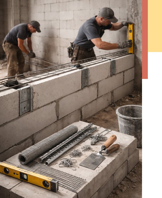 Армирование кладки перегородок в Беслане от 759 руб. под ключ | ОТДЕЛОЧНИК-Бсл
