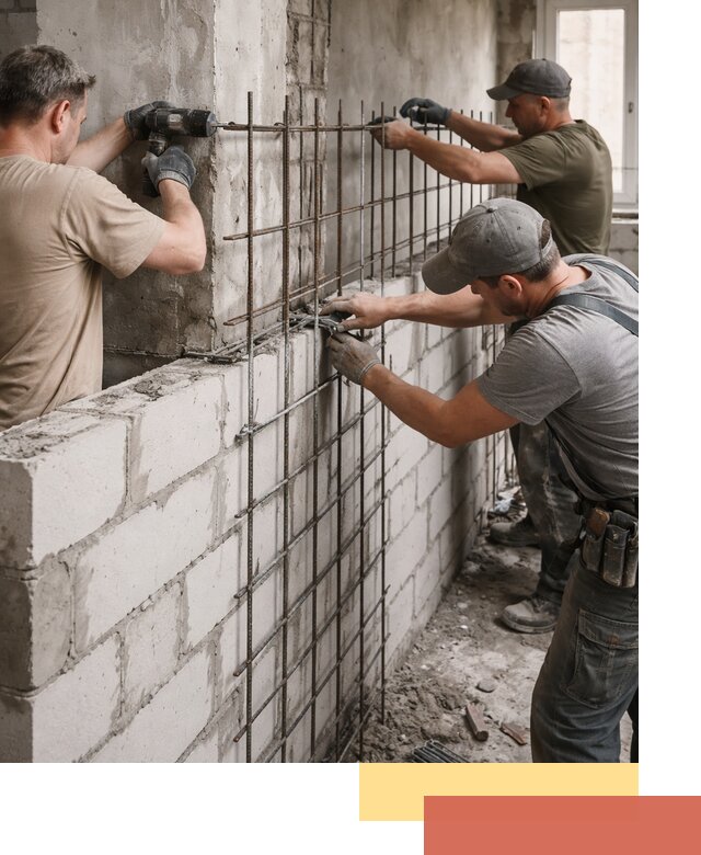 Армирование кладки перегородок в Беслане профессионально и надёжно