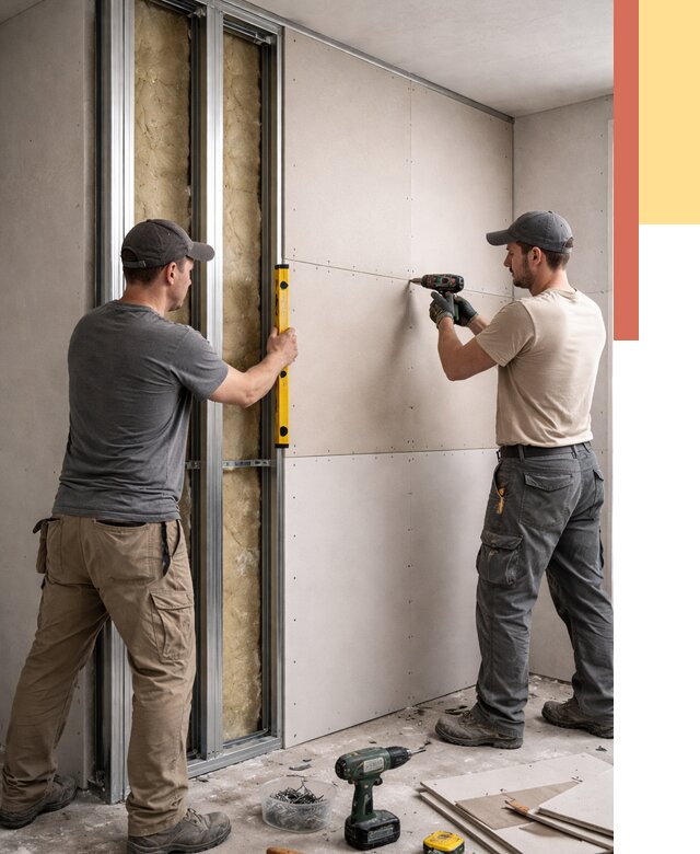 Монтаж двухслойной перегородки из гипсокартона в Беслане от 1468 руб. | ОТДЕЛОЧНИК-Бсл