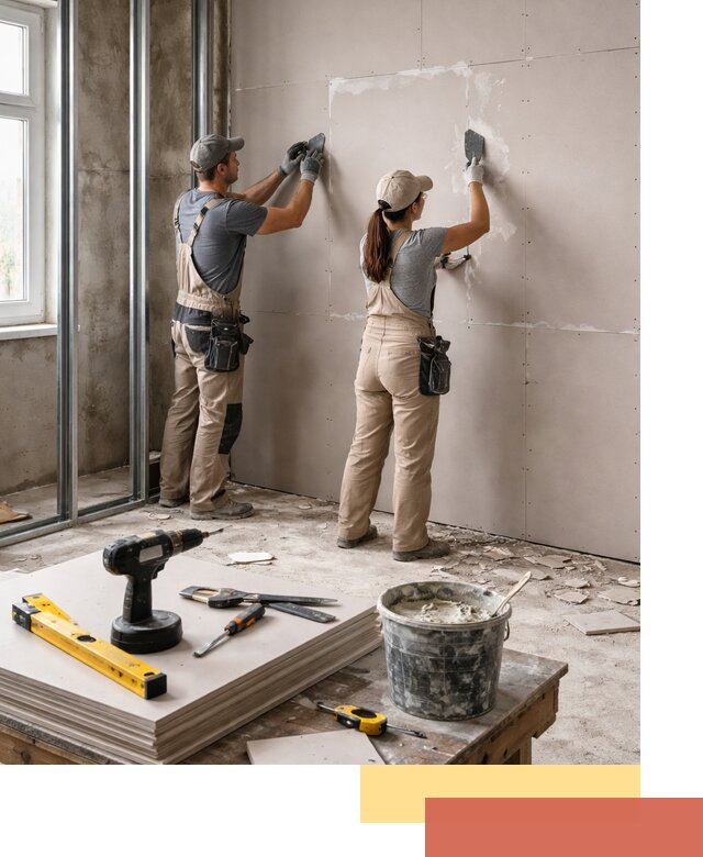 Монтаж двухслойной перегородки из гипсокартона в Беслане