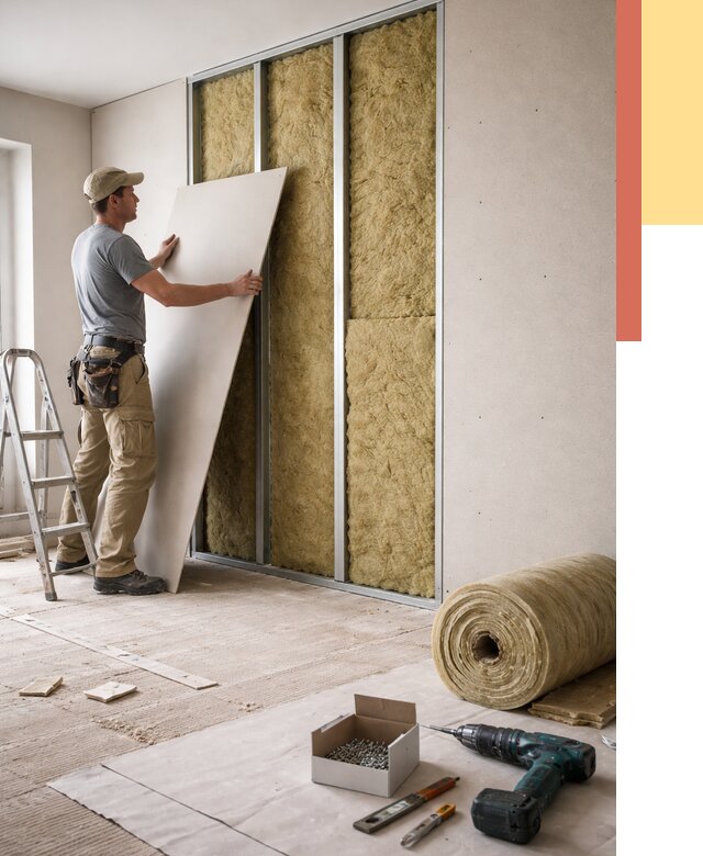 Перегородка из гипсокартона с шумоизоляцией в Беслане от 3159 руб. | ОТДЕЛОЧНИК-Бсл