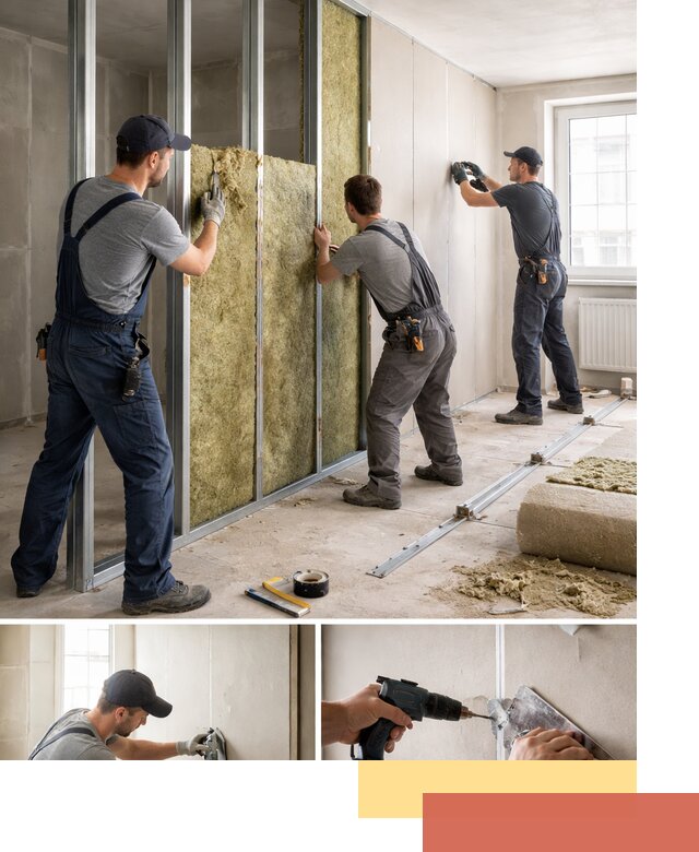 Перегородка из гипсокартона с шумоизоляцией в Беслане — монтаж под ключ