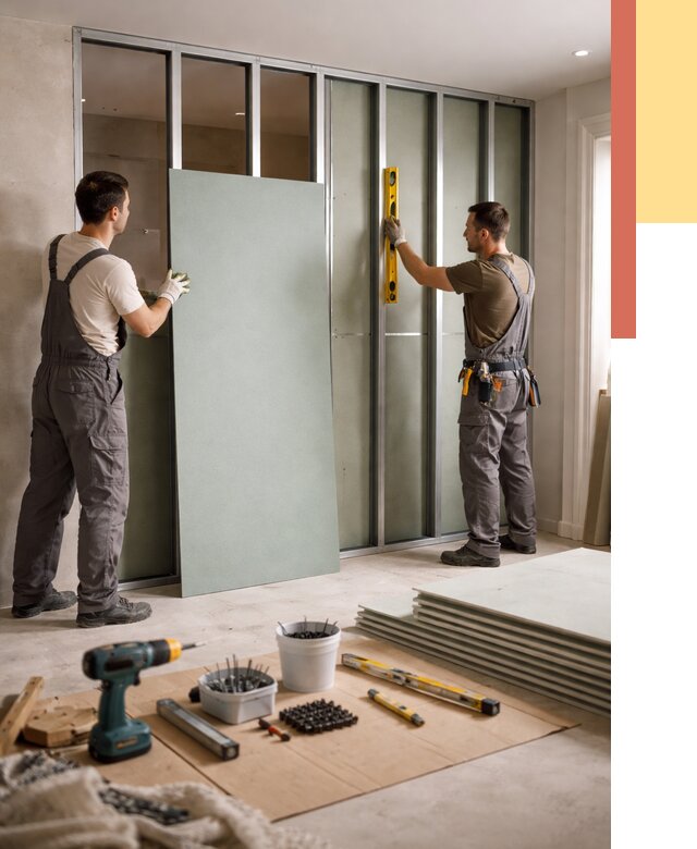 Перегородка из влагостойкого гипсокартона в Беслане от 4860 руб. — монтаж под ключ | ОТДЕЛОЧНИК-Бсл