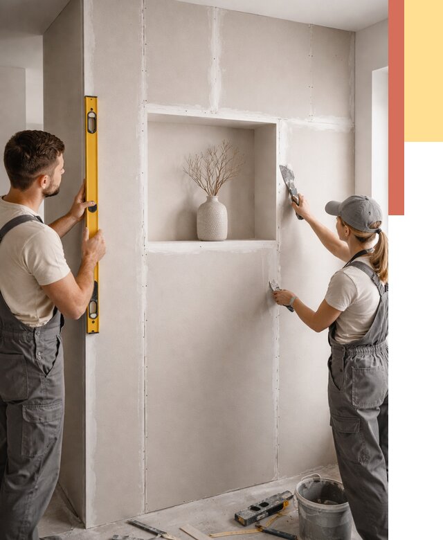 Перегородка из гипсокартона с нишей в Беслане от 3291 руб. под ключ | ОТДЕЛОЧНИК-Бсл