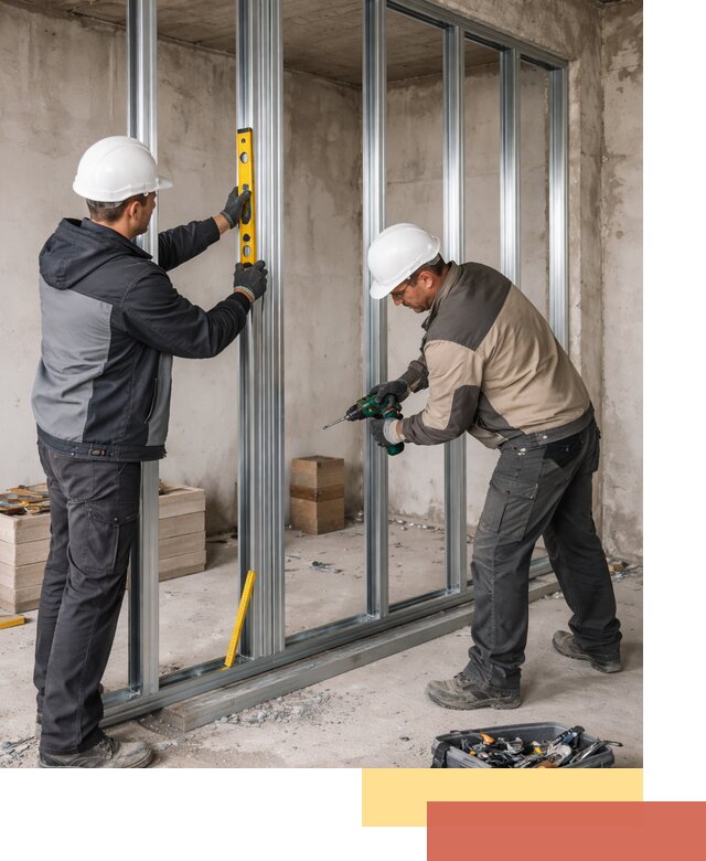 Монтаж каркаса перегородки из профиля в Беслане