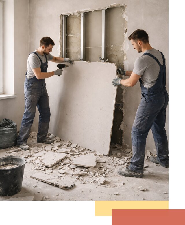 Демонтаж перегородки из гипсокартона в Беслане быстрый и аккуратный