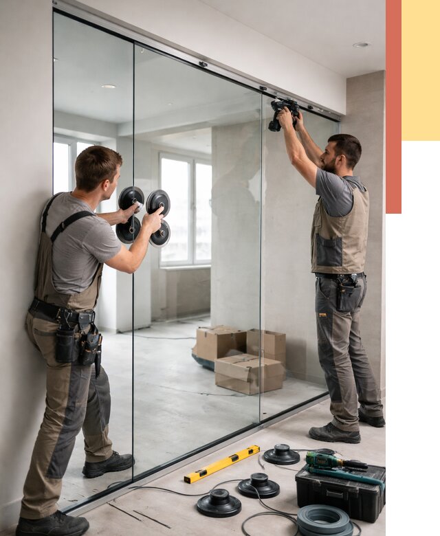 Монтаж стеклянных перегородок в Беслане от 6582 руб. | ОТДЕЛОЧНИК-Бсл