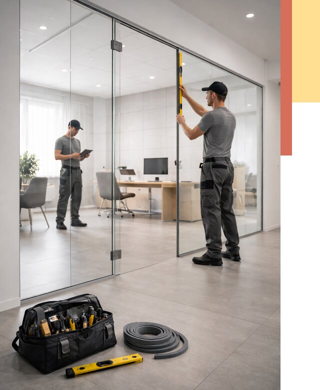 Цельностеклянные перегородки под ключ в Беслане от 9620 руб. — монтаж и цены | ОТДЕЛОЧНИК-Бсл