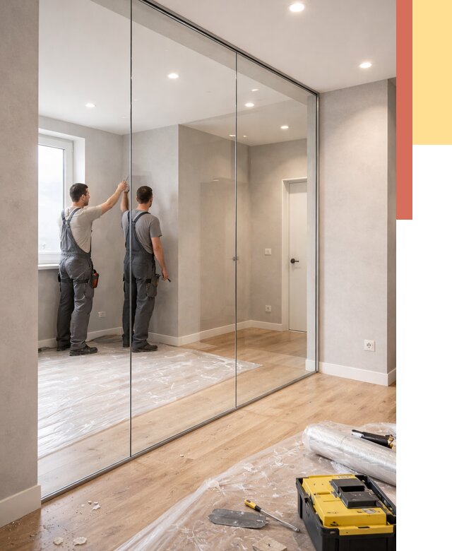 Безрамные стеклянные перегородки в Беслане — монтаж от 9620 руб. | ОТДЕЛОЧНИК-Бсл