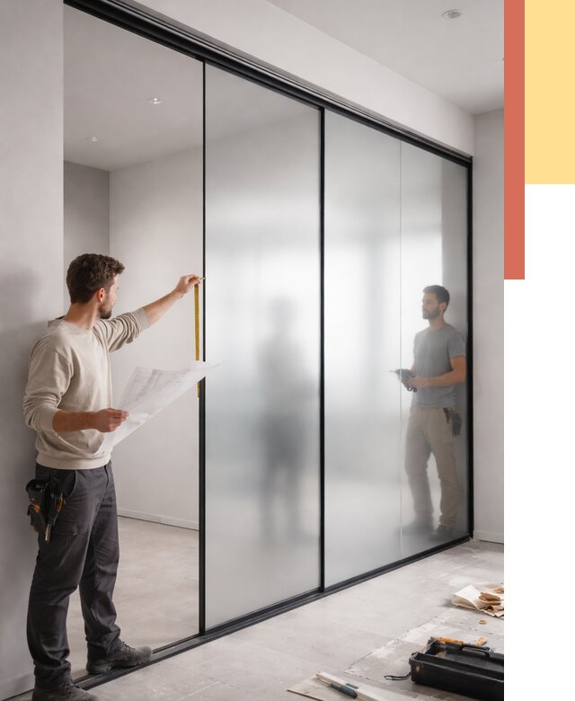 Матовые стеклянные перегородки в Беслане от 8607 руб. — монтаж и установка | ОТДЕЛОЧНИК-Бсл