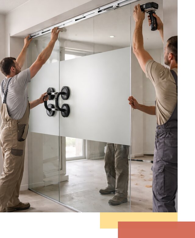 Матовые стеклянные перегородки под ключ в Беслане