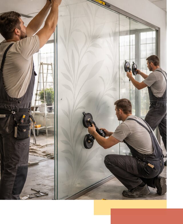 Стеклянные перегородки с рисунком на заказ в Беслане